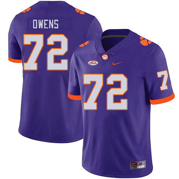 Men's Clemson Tigers Zack Owens #72 College Purple NCAA Authentic Football Stitched Jersey 23UY30LC